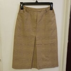 Oscar De La Renta Classic Tan Plaid Skirt